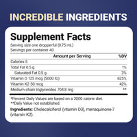 Thumbnail for Dr. Berg Maximum Strength Vitamin D3 K2 Liquid Drops with MCT Oil – 5,000 IU Liquid Vitamin D3 with K2 – Supports Strong Bones, Heart, Energy, Immunity, and Overall Vitality* - Unflavored 1 Fl Oz