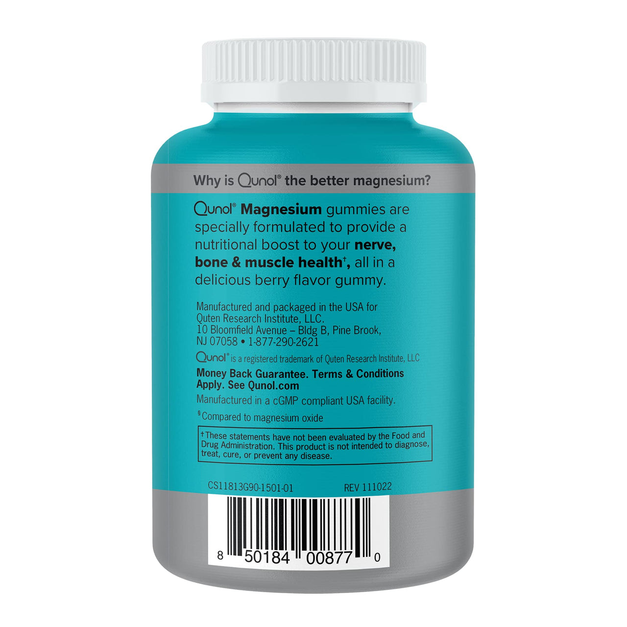 Qunol Magnesium Gummies for Adults, 200mg Elemental Magnesium (from 1,750mg Magnesium Citrate), High Absorption Magnesium Supplement, Supports Nerve, Bone and Muscle Health, Vegetarian, 90 CountQunol Magnesium Gummies for Adults, 200mg Elemental Magnesium