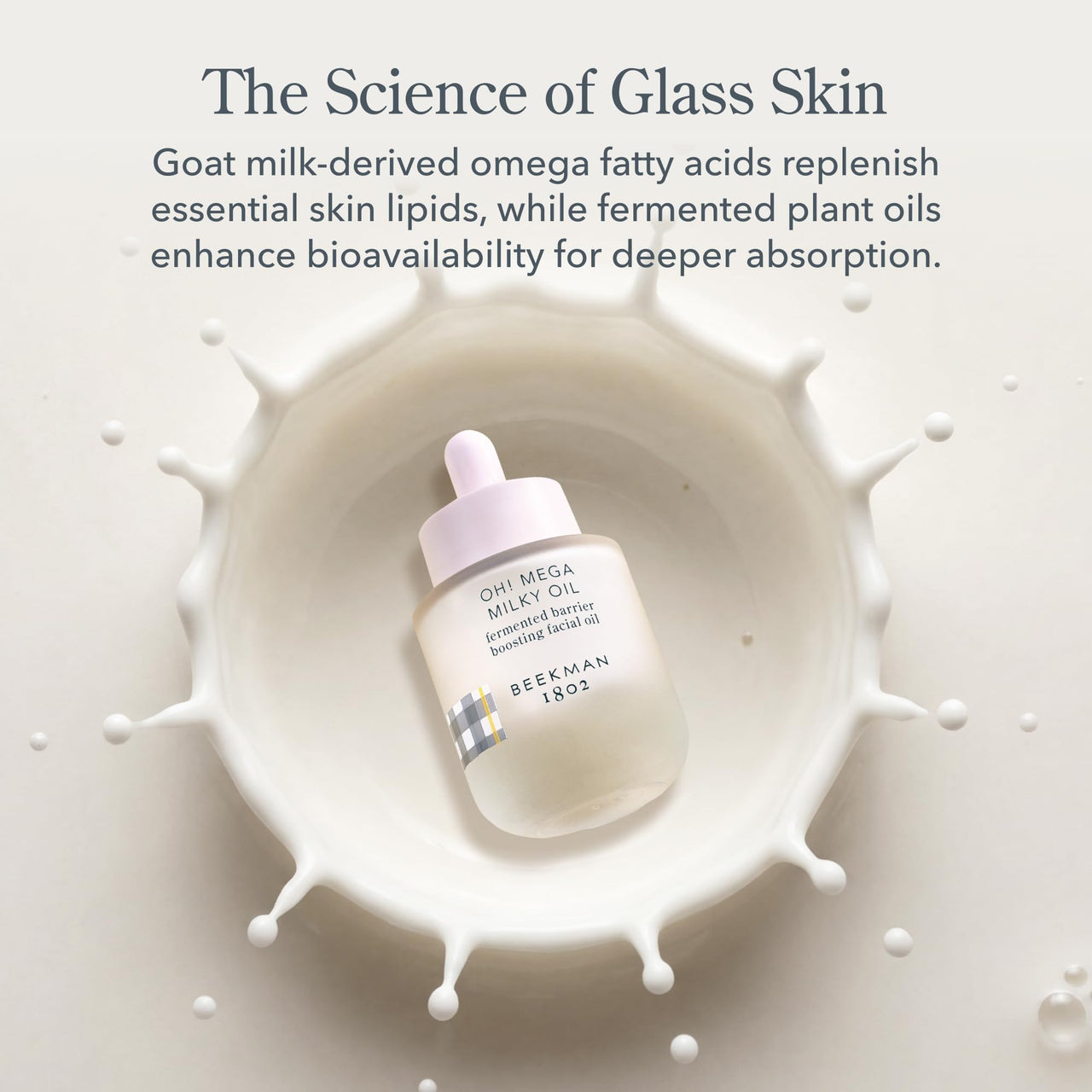 Beekman 1802 Oh! Mega Milky Facial Oil Serum – Vitamin C & Niacinamide Serum for Hydration & Barrier Support – Lightweight Face Oil, Non-Greasy, Fragrance Free, Sensitive Skin Safe, 1 Fl Oz