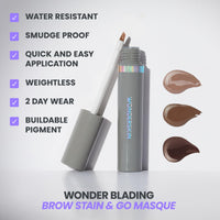 Thumbnail for Wonderskin Wonder Blading Brow Stain & Go Masque - Long Lasting Eye Brow Tint, Transfer Proof and Smudge Proof Eyebrow Tint Stain (Brunette)