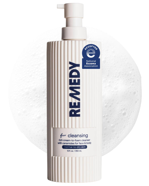 Remedy for Rich Cream Cleansing | Cream-to-Foam Face Wash with Ceramides, Glycerin and Panthenol | Hydrating Cleanser for Normal to Dry Skin | By Dermatologist Dr. Shah, 12 fl. Oz