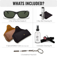 Thumbnail for Ray-Ban RB2016 DADDY-O II Rectangle Sunglasses With Eyewear Kit Bundle - High Bridge Fit - Ideal Formal and Casual Wear Retro Sunglasses