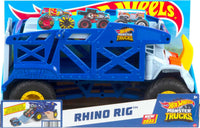 Thumbnail for Hot Wheels Monster Trucks Toy Hauler, Oversized Truck Carries & Stores 12 1:64 Scale Monster Trucks or 32 Cars, Monster Mover Rhino