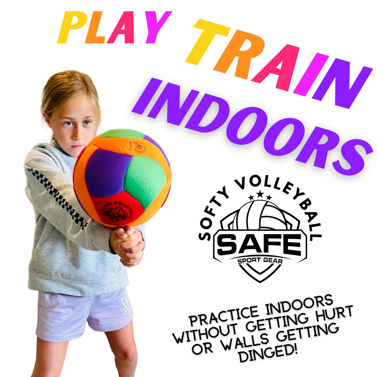 Safe Sport Gear Softy Volleyball - Super Soft Designed for Pain-Free Play - Awesome Kids Indoor Ball with a Realistic Feel and Bounce - Perfect Ball for House (Softy Volleyball)