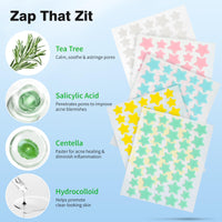 Thumbnail for QUSTERE Pimple Patches for Face, Hydrocolloid Acne Patches, Cute Star Zit Covers, Colorful Spot Stickers with Tea Tree, Salicylic Acid & Cica Oil| 3 Sizes (10mm, 12mm & 14mm) |200 Count