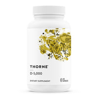 Thumbnail for THORNE - Vitamin D-5000 - Vitamin D3 Supplement - Support Healthy Bones, Teeth, Muscles, Cardiovascular, and Immune Function* - NSF Certified for Sport - Dairy-Free, Soy-Free - 120 Capsules