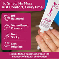 Thumbnail for Conceive Plus Fertility Lubricant for TTC Couples – pH Balanced, Sperm Friendly Gel with Magnesium and Calcium – Water Based Fertility Lube – 2.5 oz Tube
