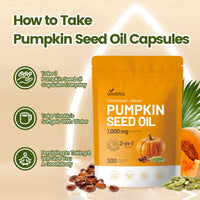 Thumbnail for VivoNu Pumpkin Seed Oil with Saw Palmetto Capsules | Cold Pressed, Pure Virgin Oil, Essential Fatty Acids & Phytosterols | 300 SoftgelsSupports Hair, Urinary, Bladder & Prostate Health | Non-GMO