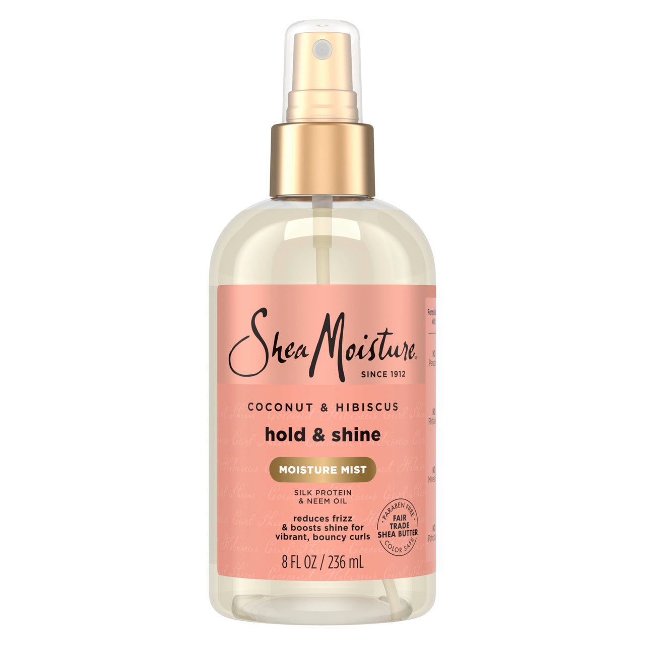 SheaMoisture Hold and Shine Moisture Mist Coconut and Hibiscus for Thick, Curly Hair for Frizz Control 8 fl oz