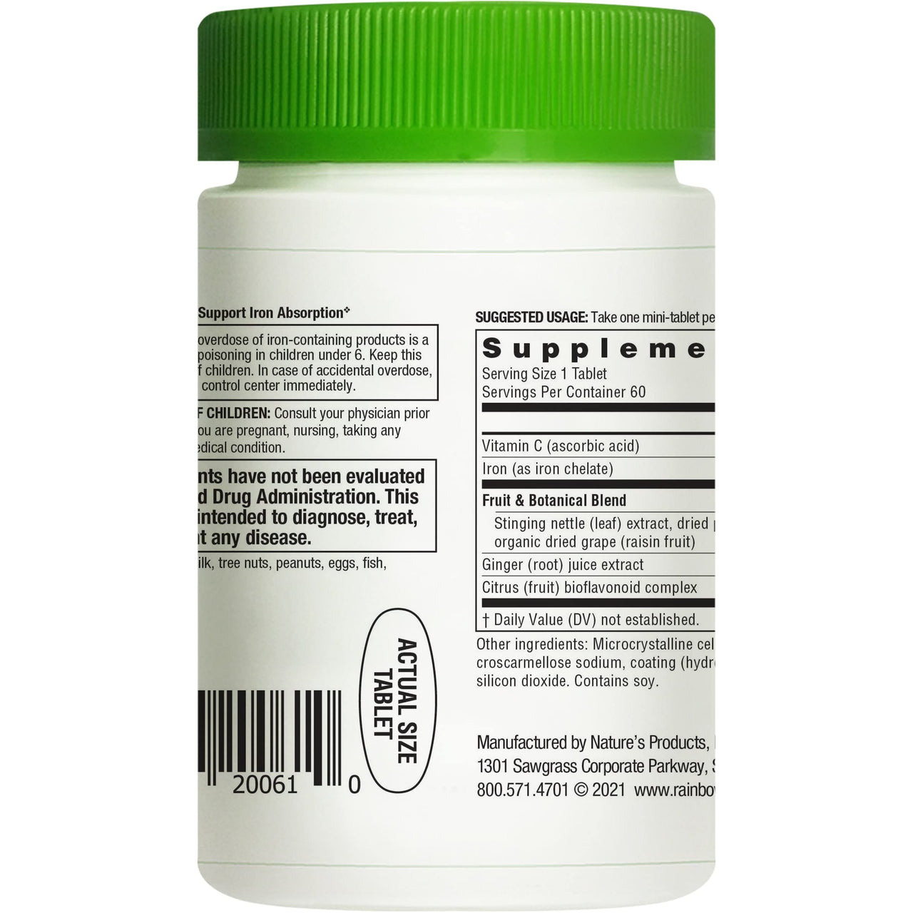 Rainbow Light Complete Iron Mini Tablets | 60 Count | High Potency Iron | with Vitamin C to Support Absorption | Supplement for Men and Women