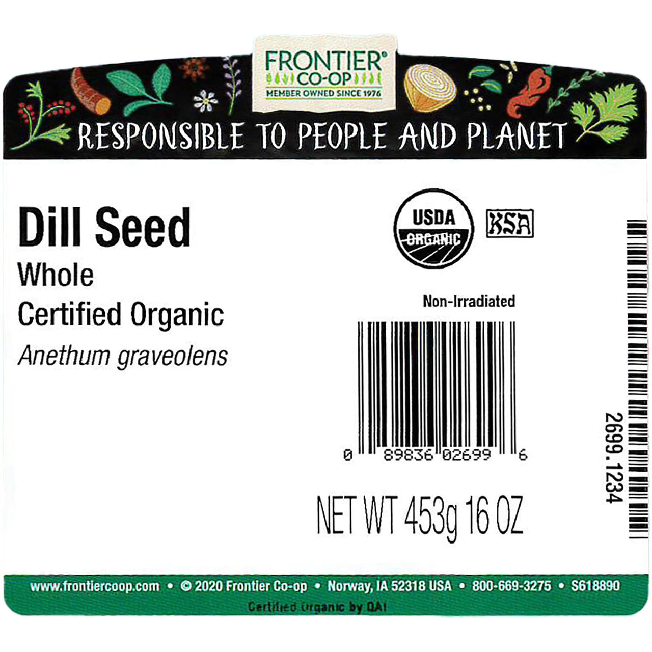 Frontier Co-op Organic Whole Dill Seed 1lb