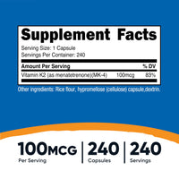 Thumbnail for Nutricost Vitamin K2 (MK4) 240 Capsules (100mcg) - Gluten Free and Non-GMO