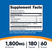 Thumbnail for Nutricost Glucomannan 1,800mg Per Serving, 180 Capsules - Natural Fiber Source, Non-GMO, Gluten Free