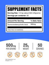 Thumbnail for BulkSupplements.com TUDCA Powder - Tauroursodeoxycholic Acid, TUDCA 500mg - TUDCA Supplement for Liver Support - Gluten Free, 500mg per Serving, 25g (0.88 oz) (Pack of 1)