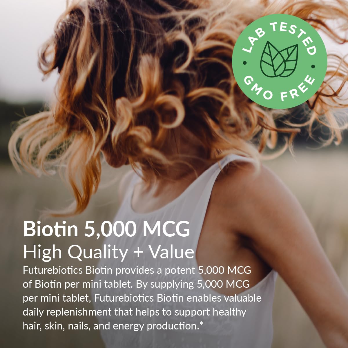 Futurebiotics Biotin 5000 MCG Supports Healthy Hair, Skin, Nails & Energy Production Non-GMO, 360 Vegetarian Tablets (1 Year Supply)