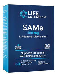 Thumbnail for Life Extension Same, S-Adenosyl-Methionine, 400 mg, Best-Selling Mood Health, Liver Health and Joint Support Supplement, Non-GMO, Vegetarian, Gluten Free, 60 enteric-Coated Tablets