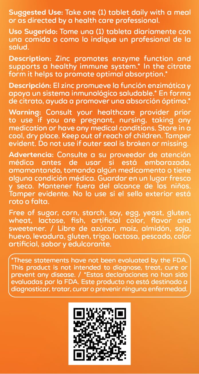 Bio Nutrition Zinc Citrate, 30 mg, 100 Tablets