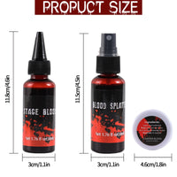 Thumbnail for Halloween Fake Blood Spray Makeup Kit Fake Blood Washable for Scar Wound and Clothes Realistic Face Paint Wounds Costume Blood For Vampire, Zombie, Clown Cosplay Red blood01