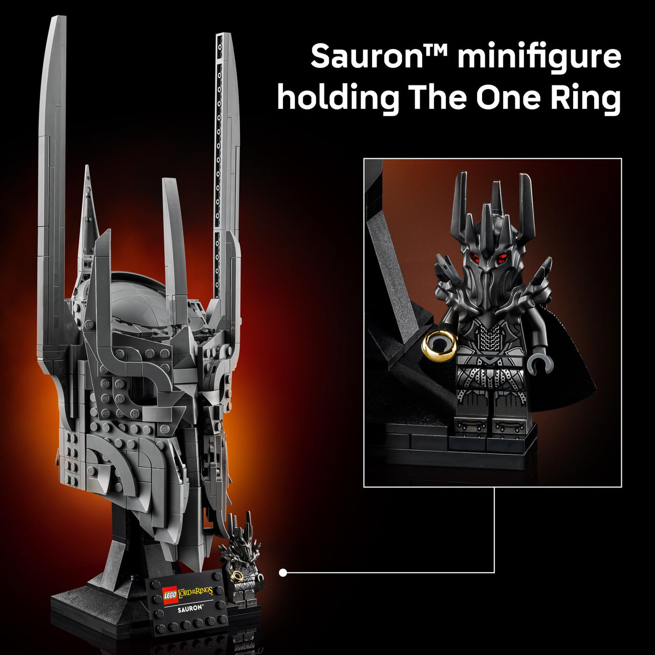 LEGO Icons The Lord of The Rings: Sauron's Helmet - Building Set for Adults, Ages 18+ - Bedroom, Home Office, Book Shelf Decor - W/Sauron Minifigure - Gift for Birthdays - 11373