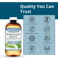 Thumbnail for De La Cruz Rosemary Mint Oil Blend for Hair & Scalp - Revitalizing Formula with Castor, Avocado and Olive Oils- Naturally Moisturizing - 8 FL OZ