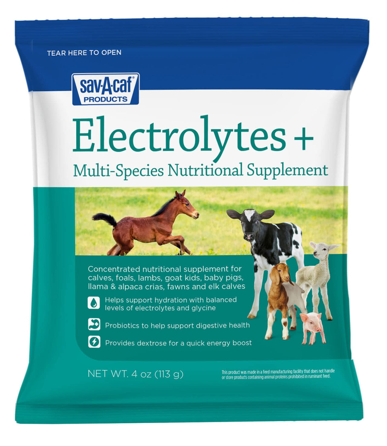 Sav-A-Caf | Electrolytes Plus Multi-Species Supplement | 4 Ounces (4 OZ) Packet