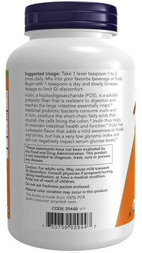 Thumbnail for NOW Foods Supplements, Inulin Prebiotic Pure Powder, Certified Organic, Non-GMO Project Verified, Intestinal Support*, 8-Ounce