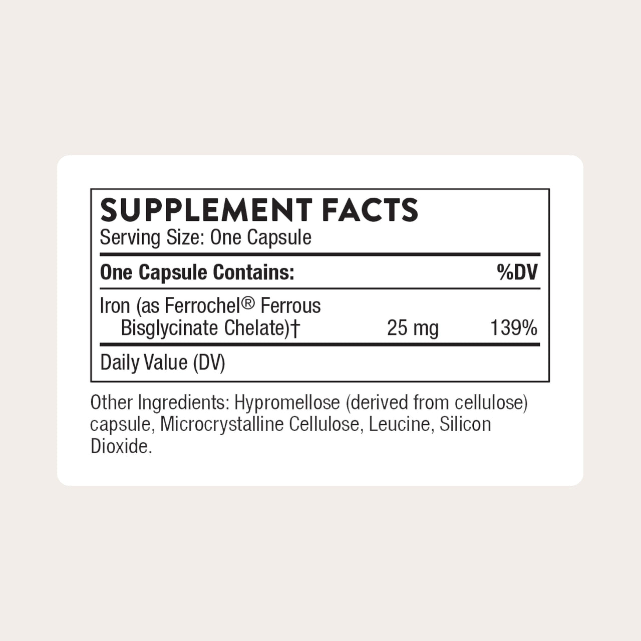THORNE - Iron Bisglycinate - 25 mg Iron Supplement for Enhanced Absorption Without Gastrointestinal Side Effects* - NSF Certified for Sport - Gluten-Free - 60 Servings