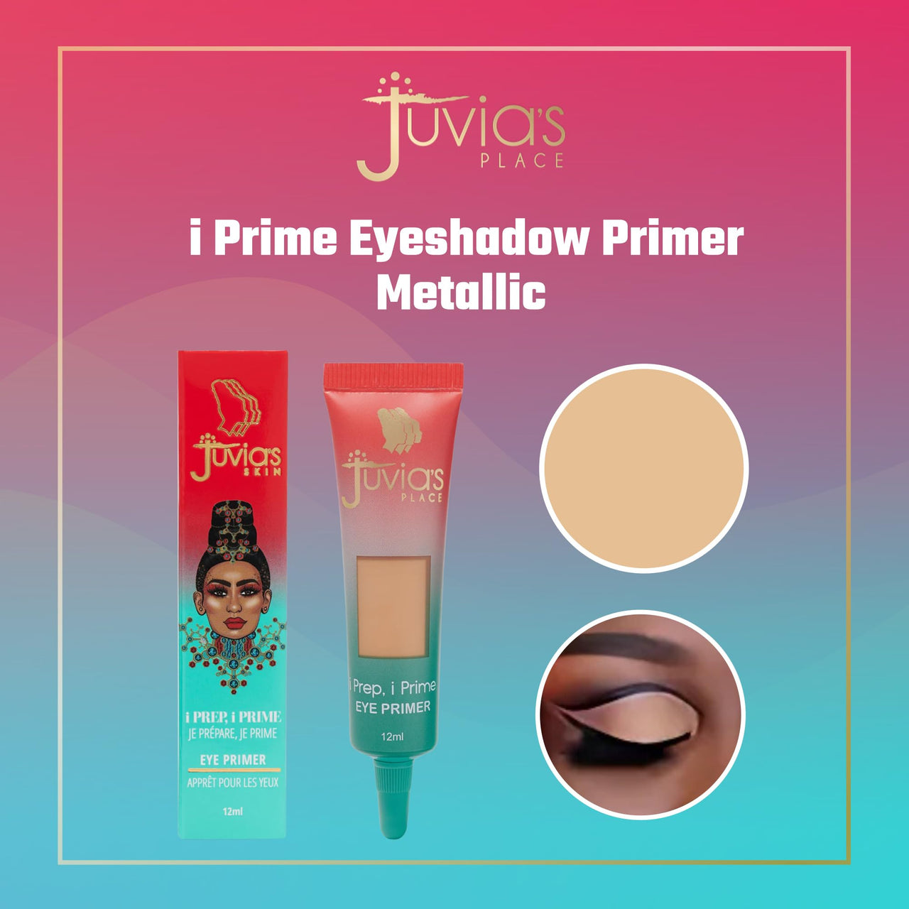 Juvia's Place i Prep, i Prime Eyeshadow Primer - Cream Base Eye, No Crease Eyeshadow, Eye Makeup Addition,Intensifying Glitter, Matte, Shimmer or Metallic Eyeshadow (Medium)