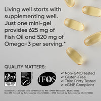Thumbnail for Sports Research® Omega-3 Fish Oil AlaskOmega Mini Gels 625mg from Wild Alaskan Pollock - Burpless Fish Oil Supplement with Omega-3 EPA & DHA - Sustainably Sourced, Non-GMO, Gluten Free - 240 Softgels