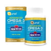 Thumbnail for Qunol Advanced Omega 3 Krill and Fish Oil Complex, 10x Better Bioavailability, One Pill Dose, 250mg EPA & DHA, Supports Brain, Eye, Heart and Joint Health, 60 Count (Pack of 1)