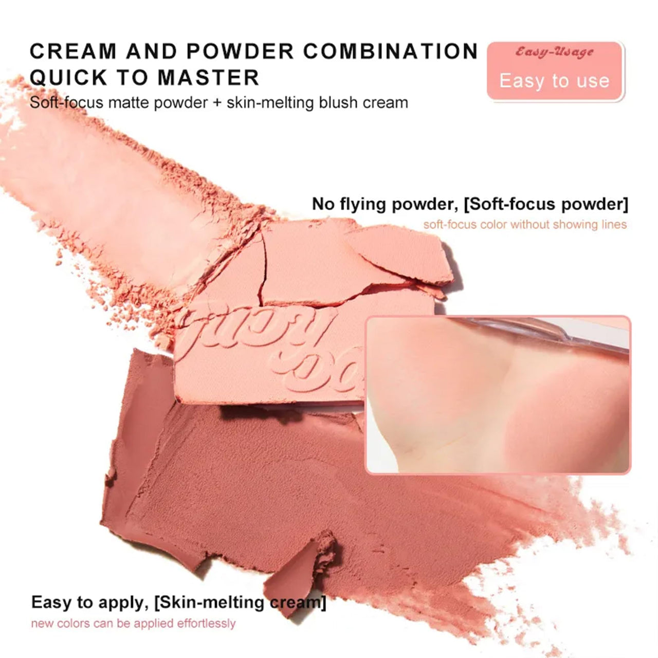 Ueuiu Judy Doll Blush Contour Palette, 2 In 1 Blush Highlight Palette, Blush and Highlighter Makeup, Non-greasy, Lasting Sparkling, Sculpt the Face Makeup (#03 Lavender Ballet, 9g)