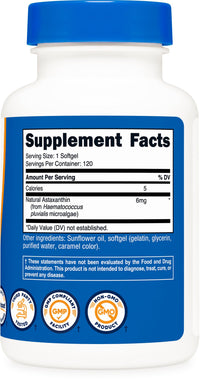 Thumbnail for Nutricost Astaxanthin 6mg, Non-GMO and Gluten Free, 120 Softgels (4 Month Supply)