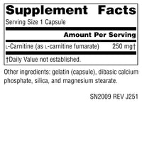 Thumbnail for Source Naturals L-Carnitine, Metabolic Energy*, 250mg - 120 Capsules