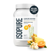 Thumbnail for Isopure Clear Whey Isolate Protein Powder, Lactose Free, Gluten Free, Naturally Flavored, Pineapple Orange Banana, 20g Protein Per Serving, 1.9 Lb, 36 Servings (Packaging May Vary)