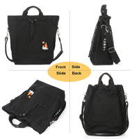 Thumbnail for Women Canvas Tote Handbags Casual Shoulder Work Bag Crossbody Bag with Sunshine Embroidery (Black)