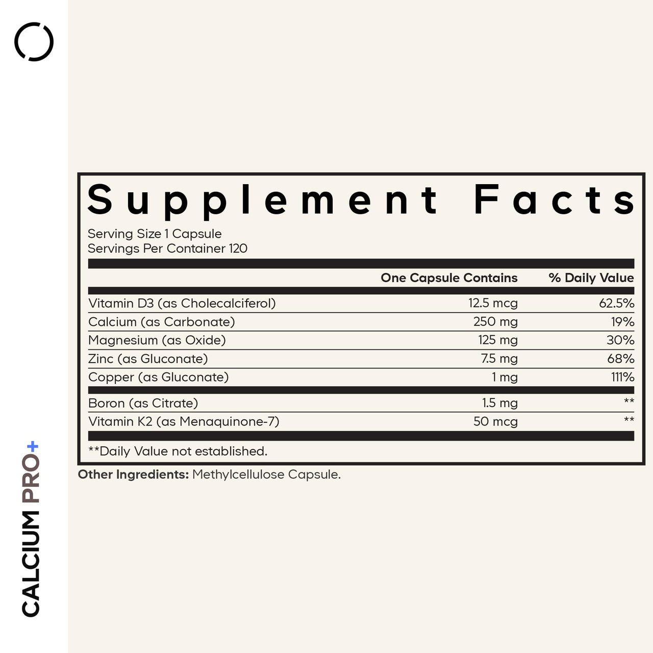 Codeage Calcium 250mg Supplement, Vitamin D3, Magnesium, Zinc, Copper, Boron, Vitamin K2-2-Month Supply - Elemental & High Calcium Vitamins Pills, Non-GMO - 120 Capsules