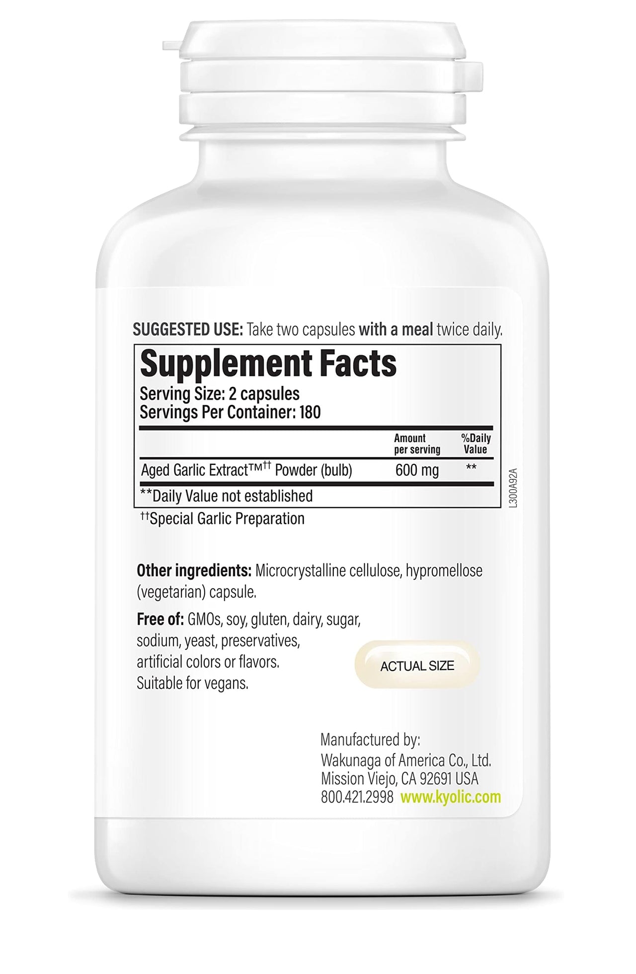 Kyolic Aged Garlic Extract Formula 300, Cardiovascular Health*, Vegan, 360 Capsules