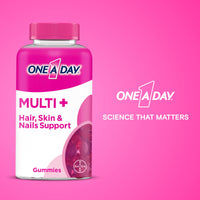 Thumbnail for ONE A DAY Multi+ Hair, Skin & Nails, Multivitamin + Boost of Support for Healthy Hair, Skin & Nails with Biotin and Vitamins A, C, E & Zinc ,Gummy 120 Count (2 Month Supply)