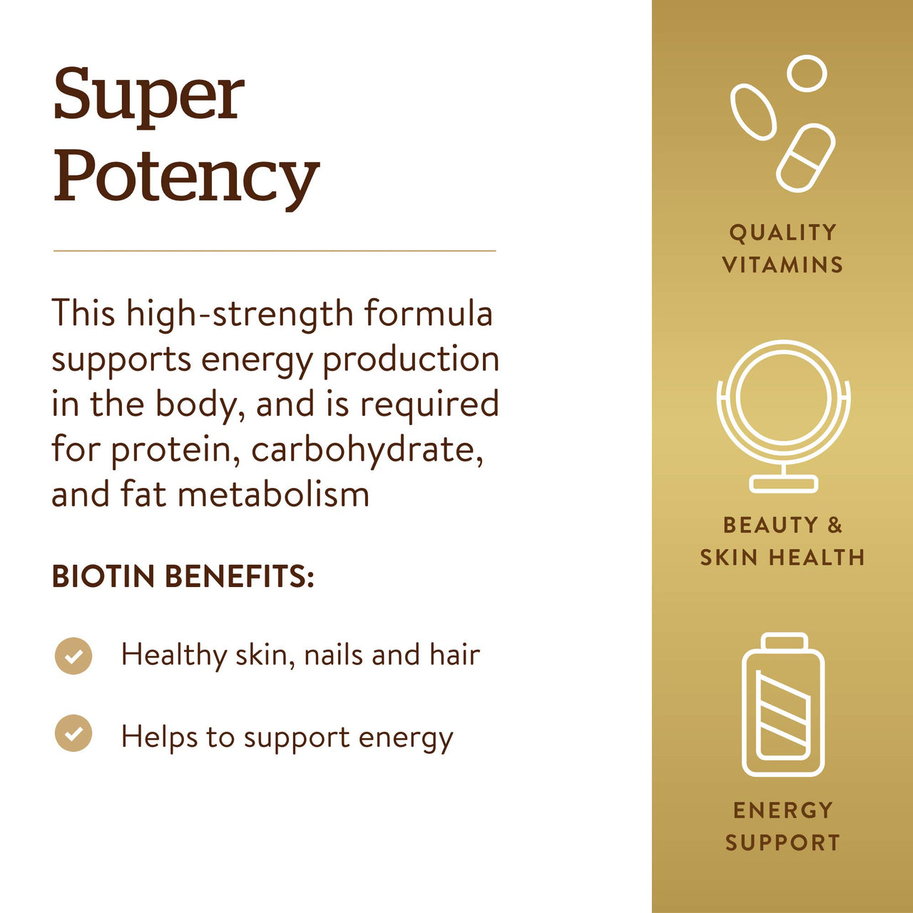 Solgar Biotin 5000 mcg, 100 Veg Caps - Promote Healthy Skin, Nails & Hair - Supports Energy Production, Protein, Carbohydrate & Fat Metabolism - Vitamin B - Non GMO, Vegan, Gluten Free - 100 Servings