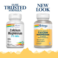 Thumbnail for Solaray Calcium & Magnesium w/ D2 Amino Acid Chelate 2:1, Capsule (Btl-Plastic) | 90ct