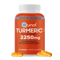 Thumbnail for Qunol Turmeric Curcumin 2250mg, Black Pepper Extract for Enhanced Absorption, Supports Healthy Inflammation Response and Joint Health, Dietary Supplement, Vegetarian Formula, 90 Capsules