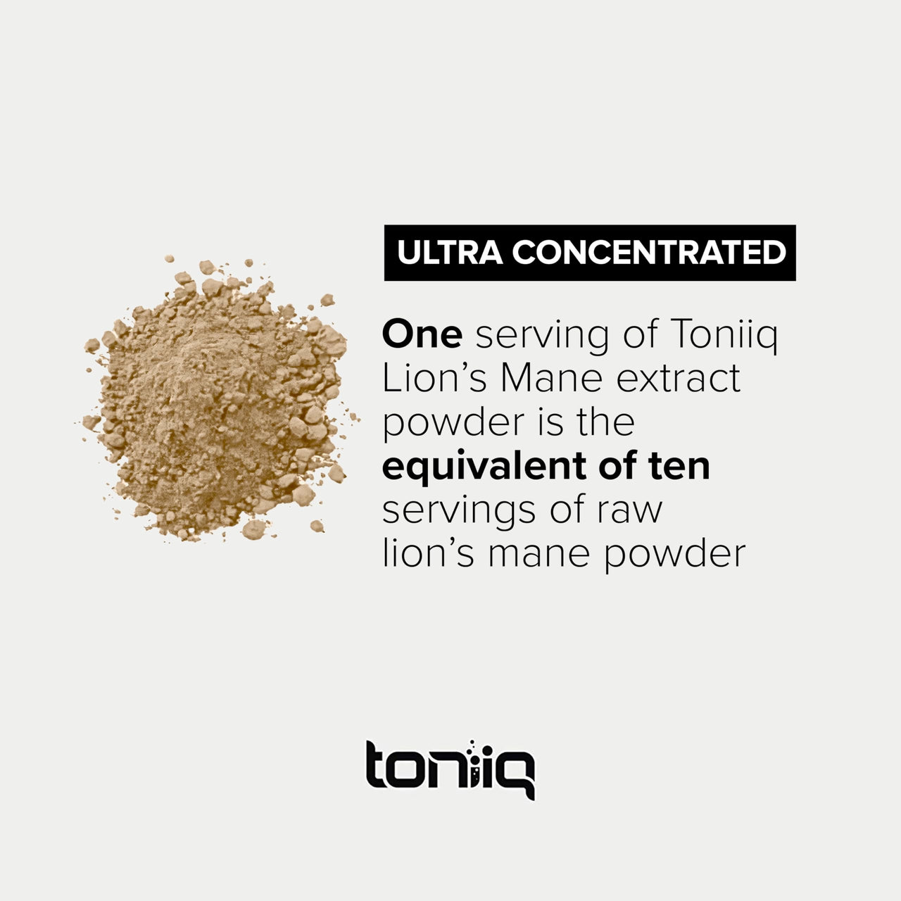 Toniiq Lion’s Mane Powder - Ultra High Potency 10:1 Extract with 30% Polysaccharides - Highly Concentrated - Third-Party Lab Tested - 90g
