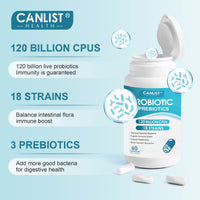 Thumbnail for CANLIST Probiotics 120 Billion CFUs 18 Strains, 3 Prebiotics & Digestive Enzymes for Men Women,Digestive & Immune Support,Shelf Stable Non-GMO 60 Capsules