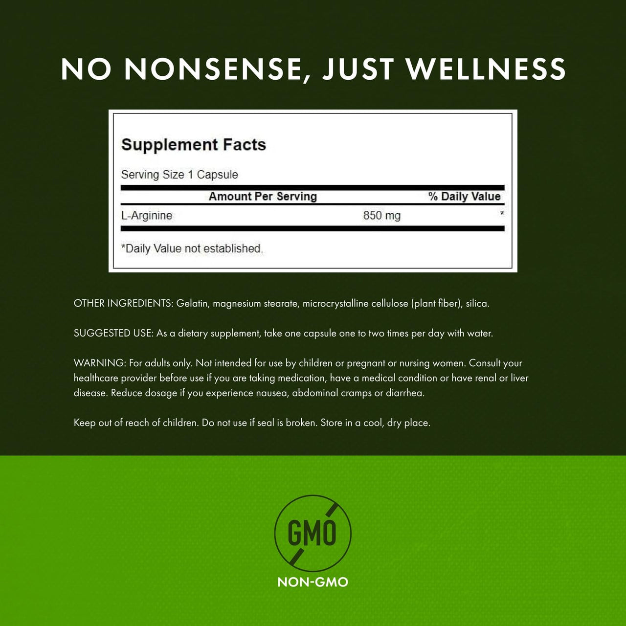 Swanson Amino Acid Super-Strength L-Arginine 850 Milligrams 90 Capsules