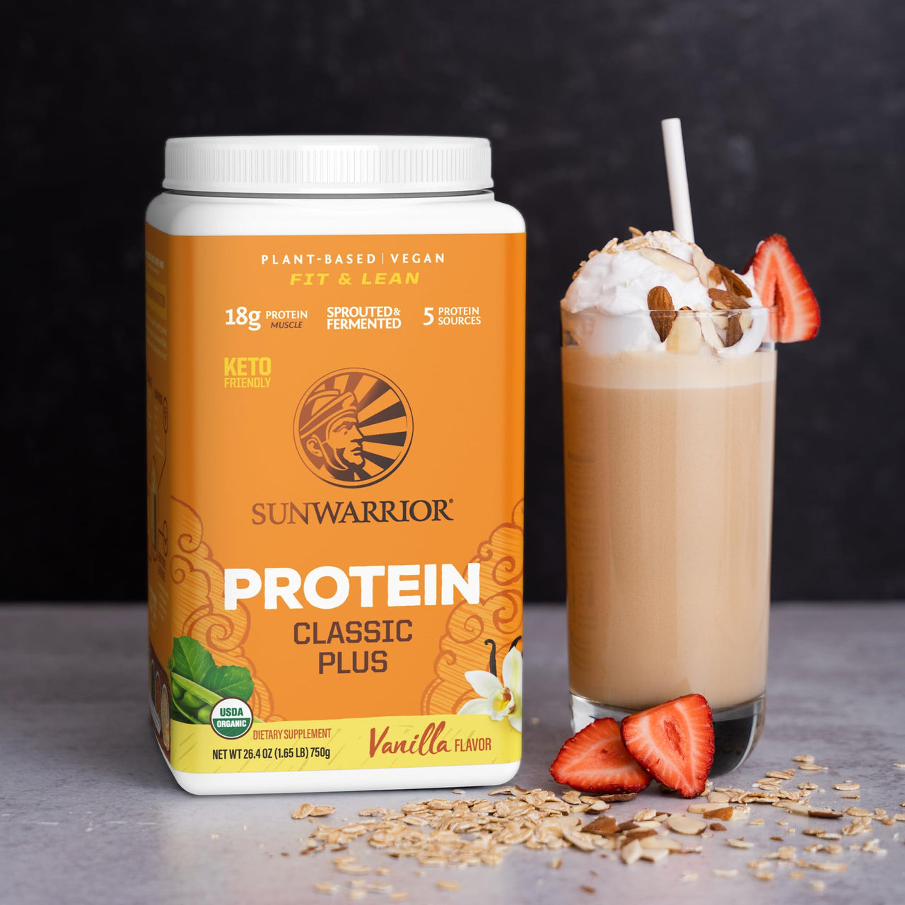 Clean Vegan Protein Powder Vanilla | Organic Protein Powder Plant Based Formula with 5 Superfood Blend Sprouted & Fermented | Non-GMO Low Carb Soy Dairy & Gluten Free (Vanilla, 30 Servings)
