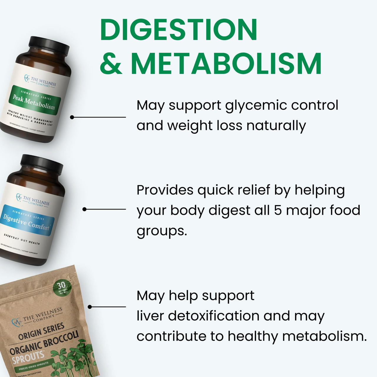 The Wellness Company Digestive Comfort | 120 ct (2 Month Supply) | Relief for Digestive Bloat and Gas with All-Natural Enzymes | Non-GMO, Vegan, Gluten Free | for Healthy, Smooth Digestion