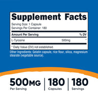 Thumbnail for Nutricost L-Tyrosine 500mg, 180 Capsules - Gluten Free & Non-GMO