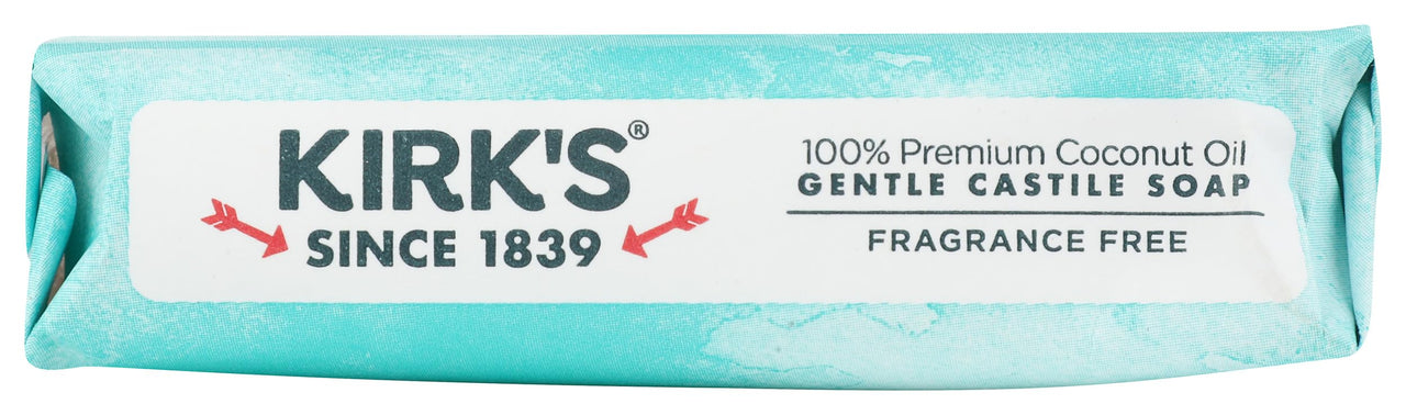 Kirk's Natural Original Coco Castile Soap Fragrance Free, 4 Ounce (Packaging may Vary)