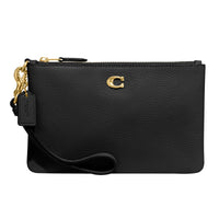 Thumbnail for COACH Polished Pebble Small Wristlet Black One Size