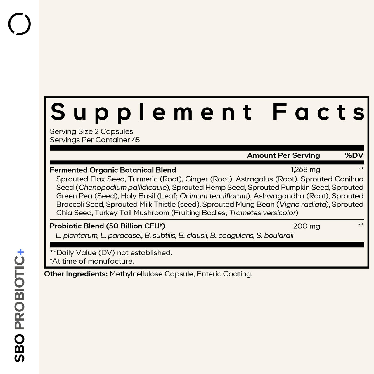 Codeage SBO Probiotics, 50 Billion CFUs Per Serving, Multi Strain Soil Based Organisms Blend and Organic Fermented Botanical Blend, Shelf-Stable - 2 Pack